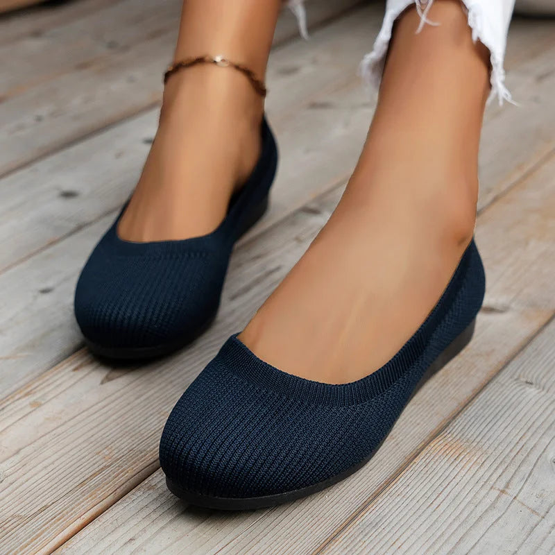 Easy slip-on women's ballerina flats. Perfect for quick casual or elegant styling.