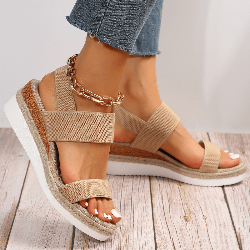 Women's comfortable stretch strap platform sandals.
