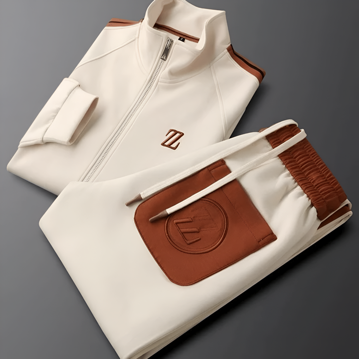 Elegant women's two-piece activewear tracksuit, blending style & comfort.