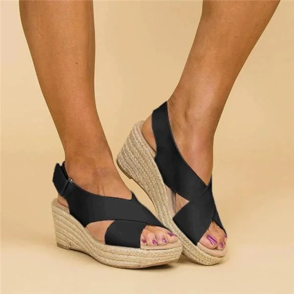 Comfortable & lightweight women's wedge sandals, perfect stylish summer footwear with an open toe.