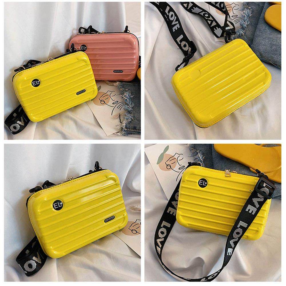 Stylish compact hard shell travel handbag, waterproof crossbody mini purse for women's essentials.
