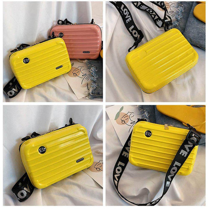 Stylish compact hard shell travel handbag, waterproof crossbody mini purse for women's essentials.