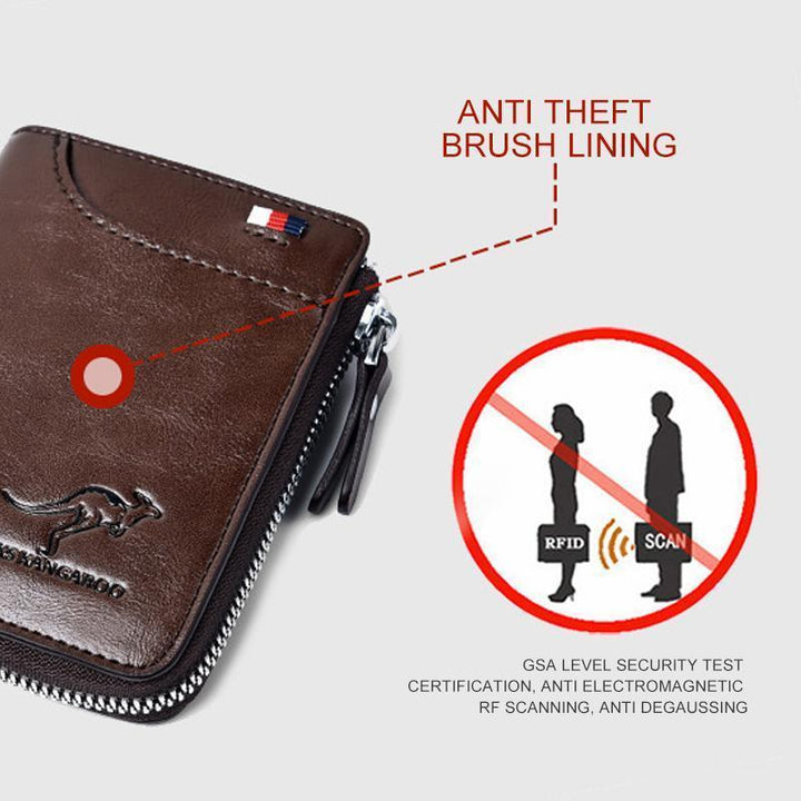 Secure travel accessory: a compact women's RFID blocking card holder in red.