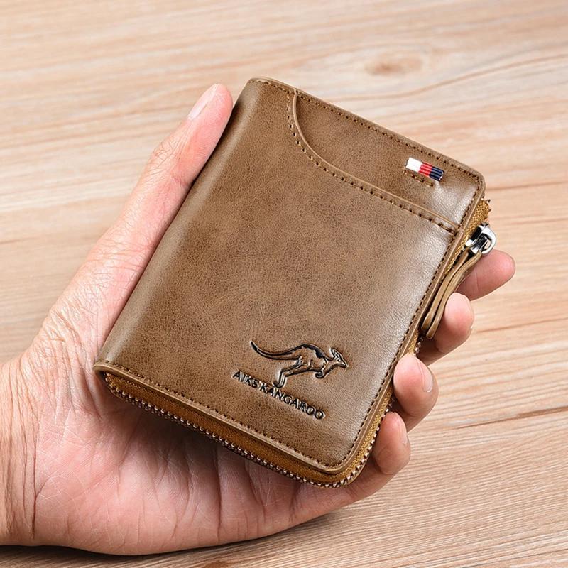 Elegant women's mini wallet in blue, featuring RFID blocking for enhanced security.
