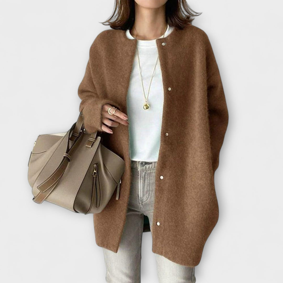 Cosy outerwear: a women's relaxed fit jacket with a plush texture