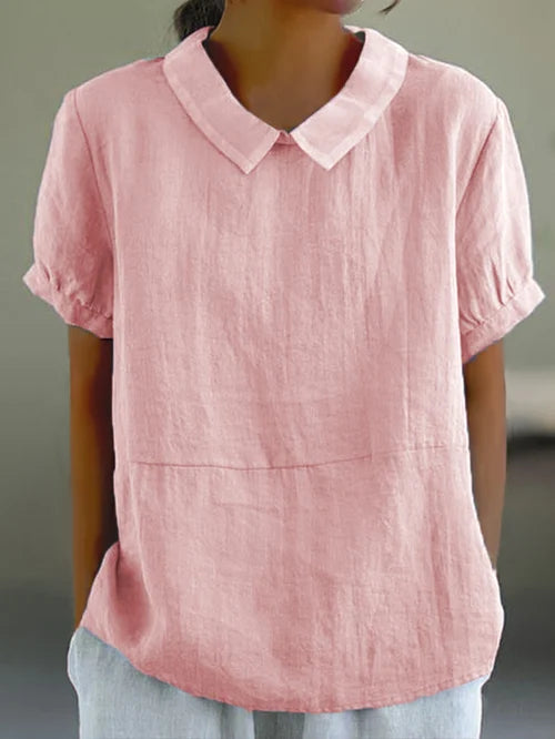 Versatile women's blouse, a new arrival in a breathable cotton linen blend for comfortable casual wear.