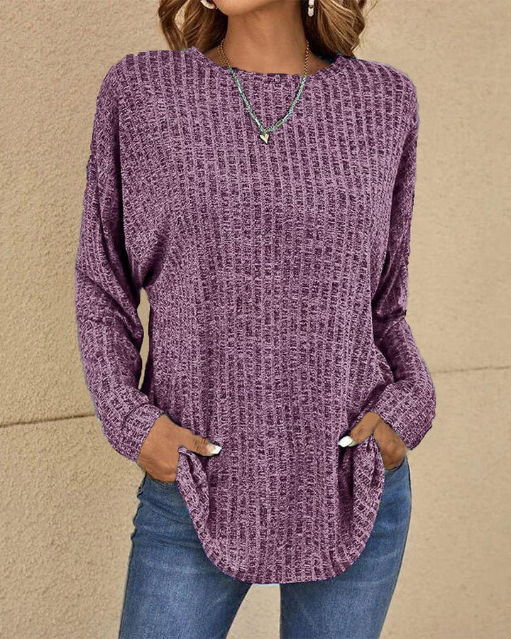 Comfortable women's crew neck long sleeve pullover, perfect for casual wear & cozy everyday style.