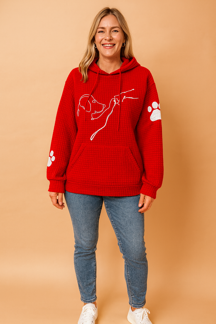 Comfy women's dog print pullover sweatshirt. Stylish long sleeve top for casual pet owners.