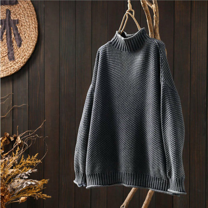 Women's casual knitwear, long sleeve round neck sweater, great for layering in cooler weather.
