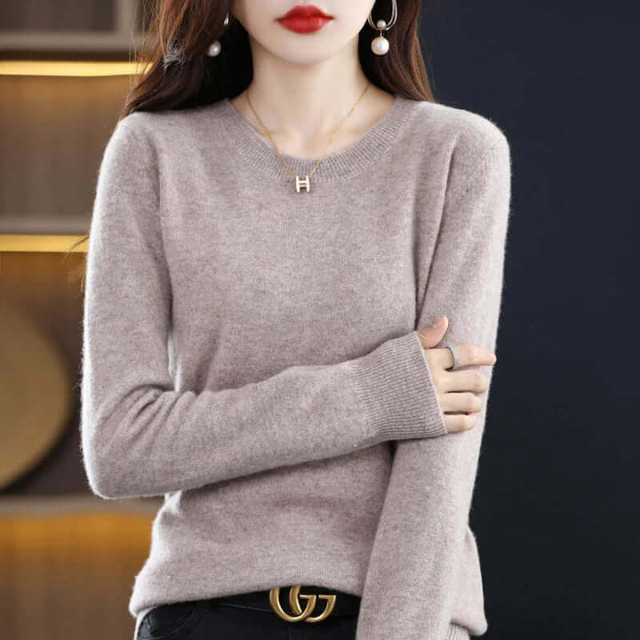 Comfortable women's everyday sweater, a soft knitted long-sleeve top for fall.