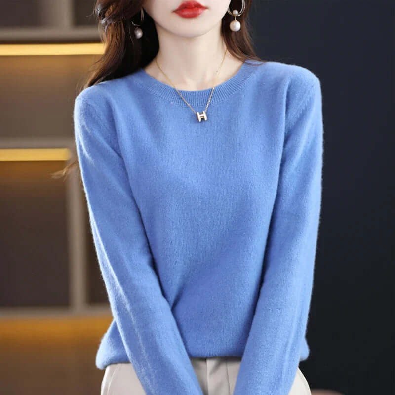 Warm women's fall sweater, a cozy knitted top with elegant style & soft comfort.