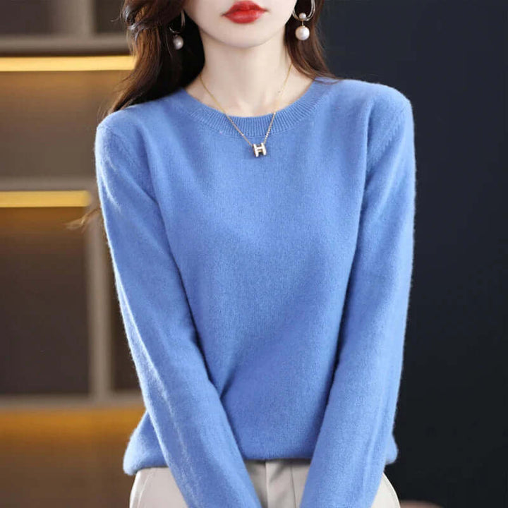 Warm women's fall sweater, a cozy knitted top with elegant style & soft comfort.