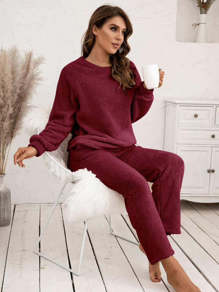 Relaxed fit women's sleepwear set, long sleeve and comfy pants. Great gift for her.