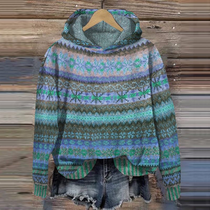 Stylish women's cozy Norwegian sweater. Traditional long-sleeve knit top, ideal for a warm & comfortable winter look.