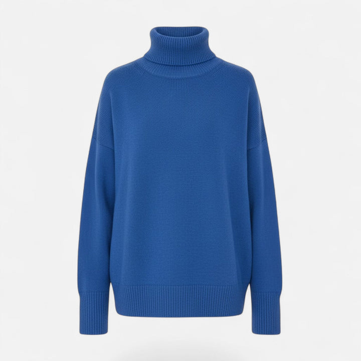 Elegant women's chunky knit turtleneck, a cozy and fashionable autumn essential.