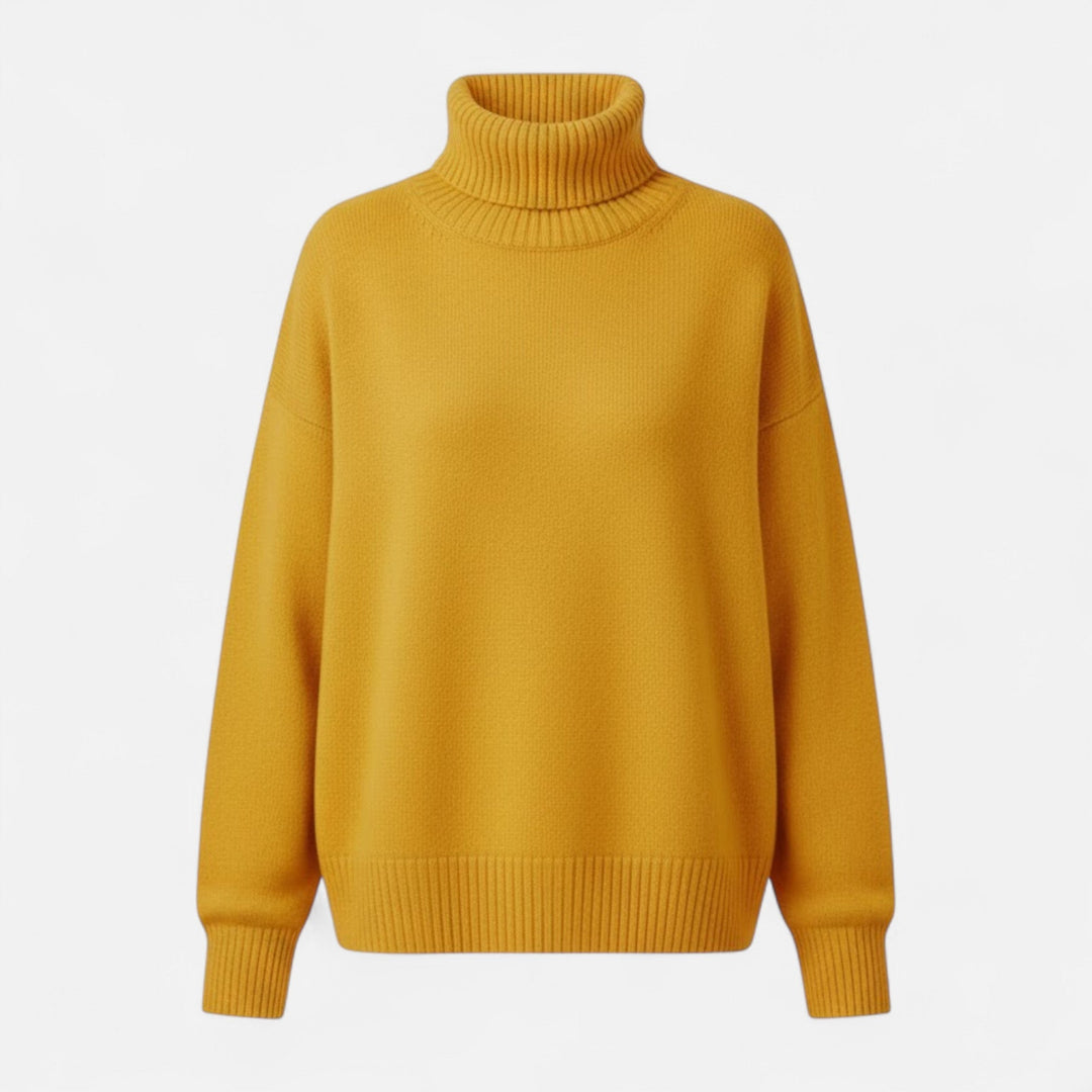 Soft chunky knit oversized turtleneck for women, autumn fashion made warm.