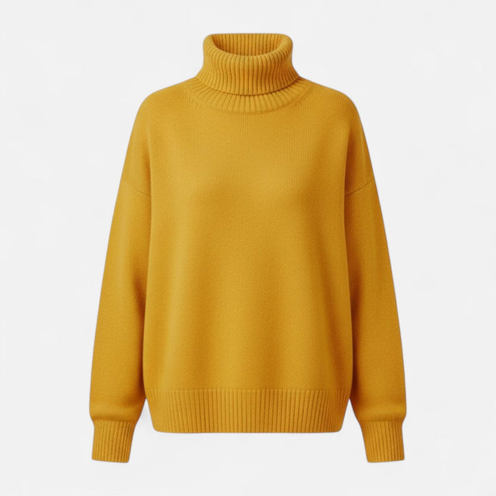 Soft chunky knit oversized turtleneck for women, autumn fashion made warm.