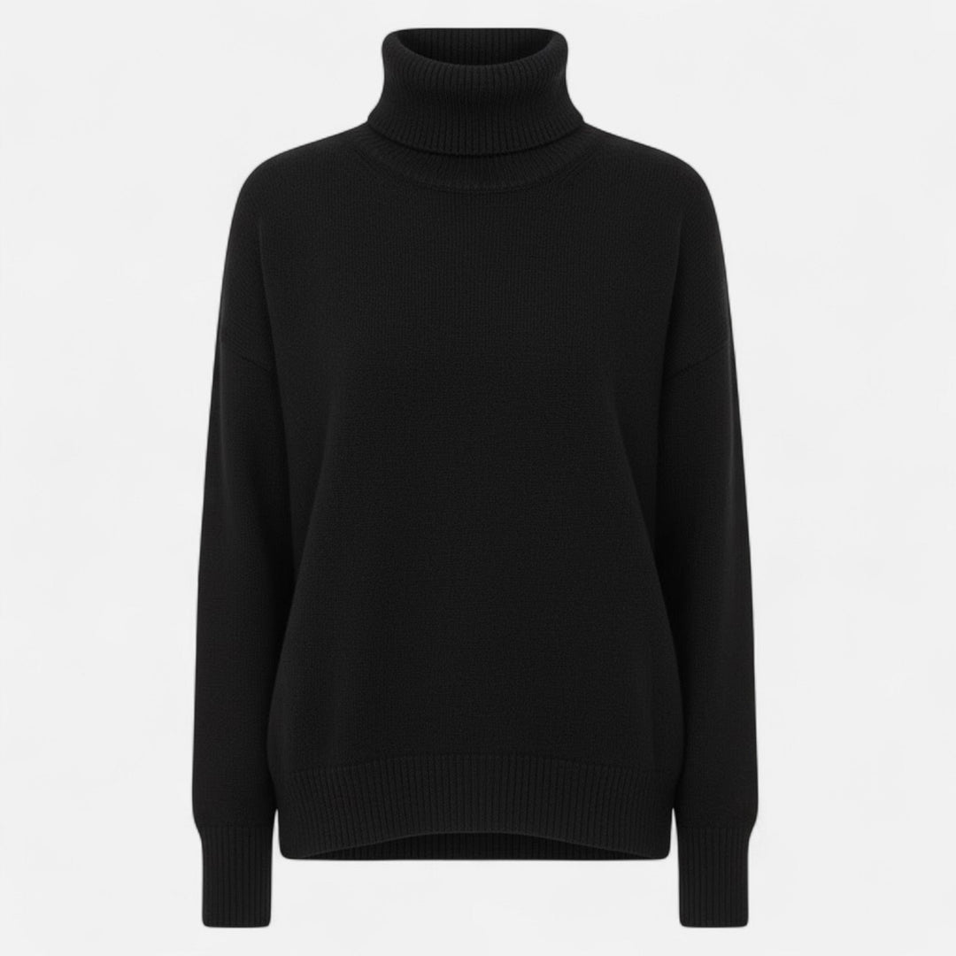 Long sleeve women's turtleneck, warm & comfortable for cozy winter days.