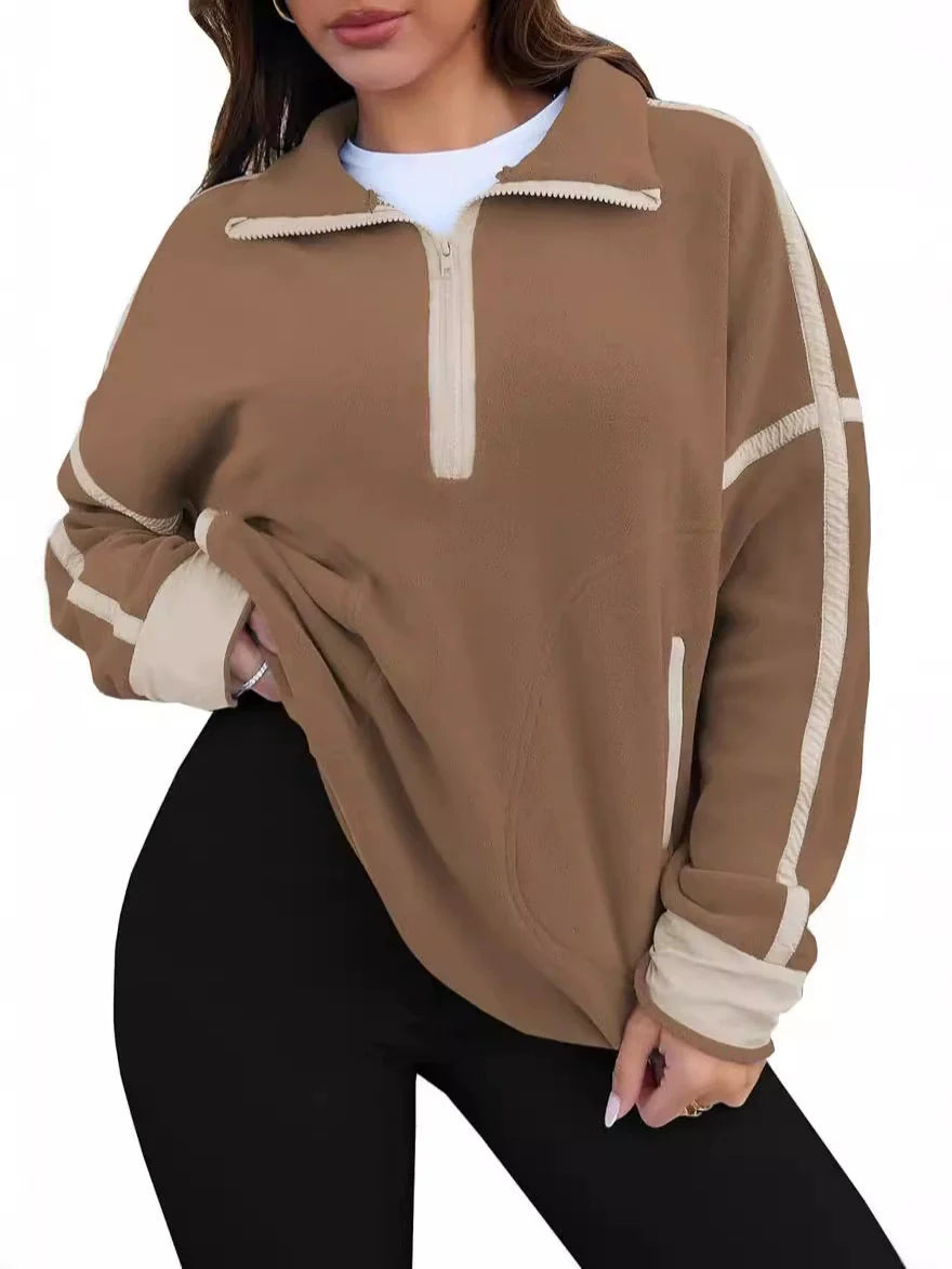 Plush women's quarter-zip sweater, a versatile piece for fall fashion and winter layering.