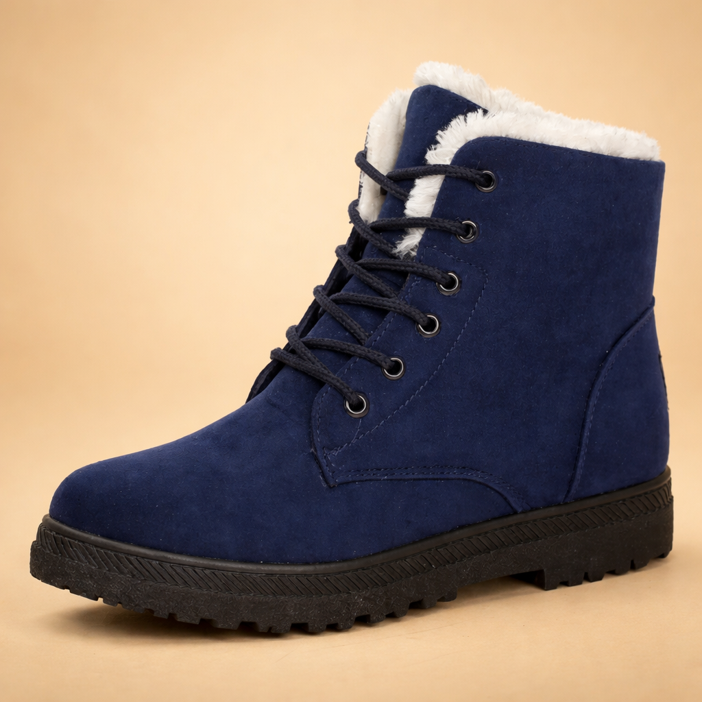 Lace-up women's winter ankle boots. Cozy & warm, designed for comfort and cold weather style.