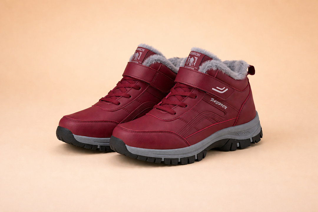 Women's cozy winter waterproof ankle boots in black, perfect for snow & cold weather. Warm & stylish.