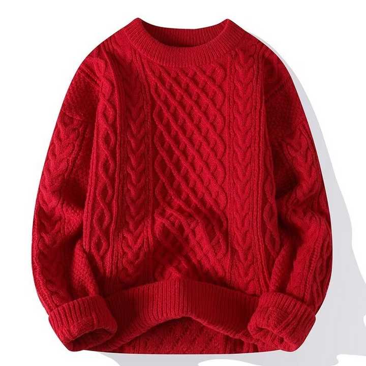 Trendy women's textured knit crewneck sweater, ideal for spring outfits.