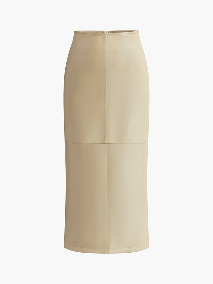 Flowy creme high waist A-line midi skirt for women, versatile for any summer fashion occasion