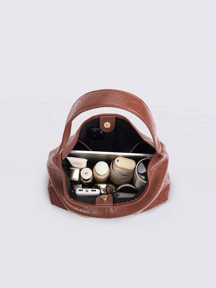 Casual distressed leather tote, a relaxed women's handbag for weekends