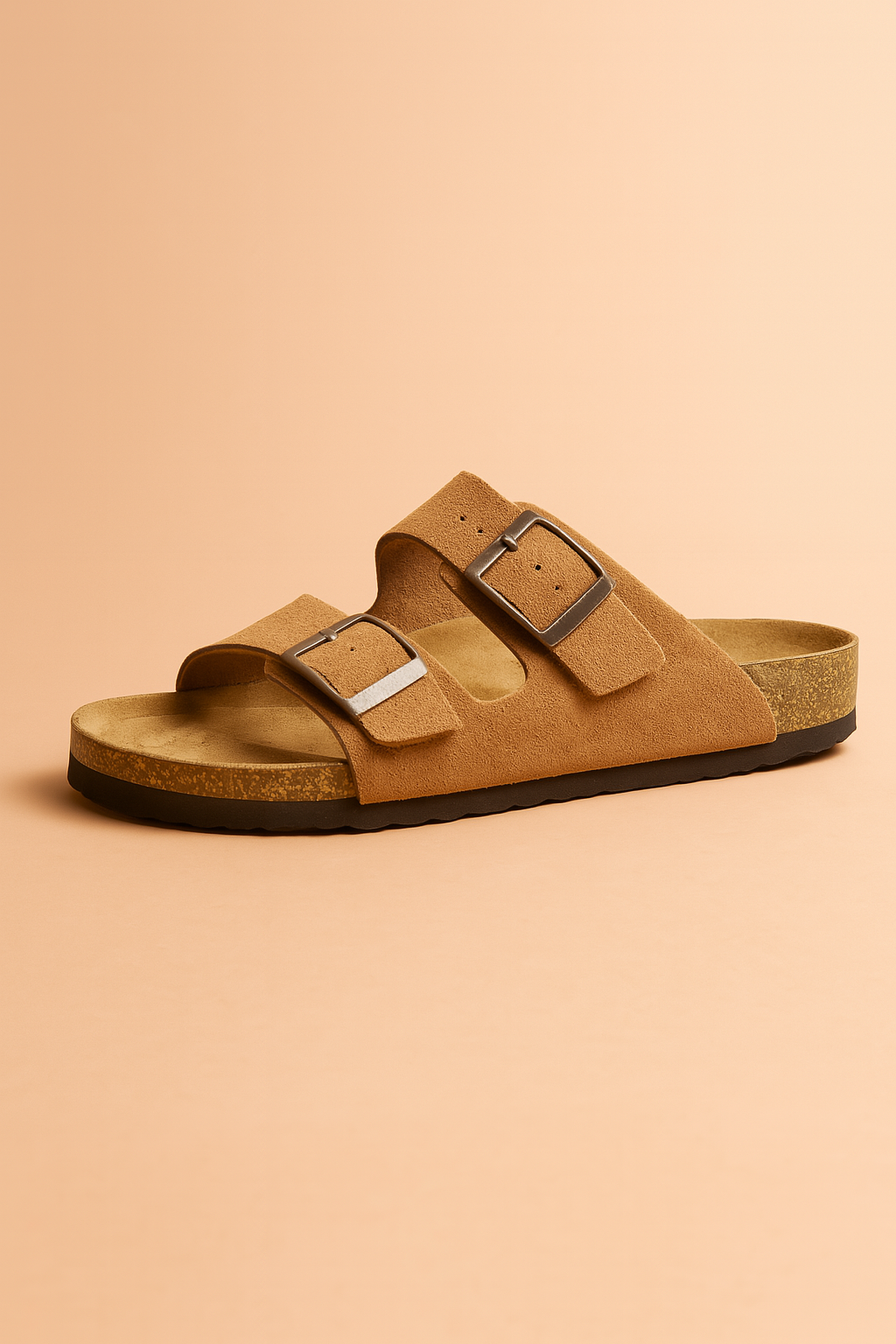Chic women's flat sandals with double buckles & open toe, perfect for beach or casual summer outings.