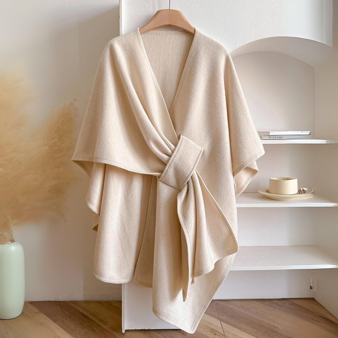 Women's drape wrap tie belt vest in neutral, perfect for elegant summer layering.