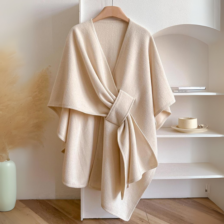 Women's drape wrap tie belt vest in neutral, perfect for elegant summer layering.