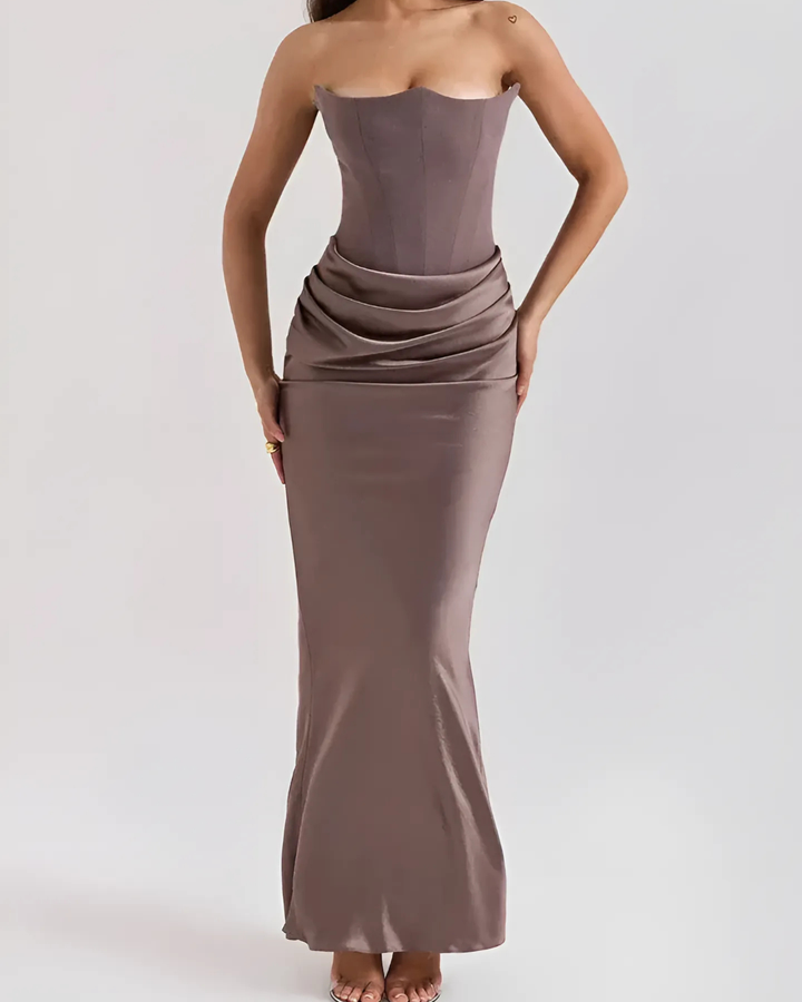 Women's Draped Maxi Dress for Wedding Guests