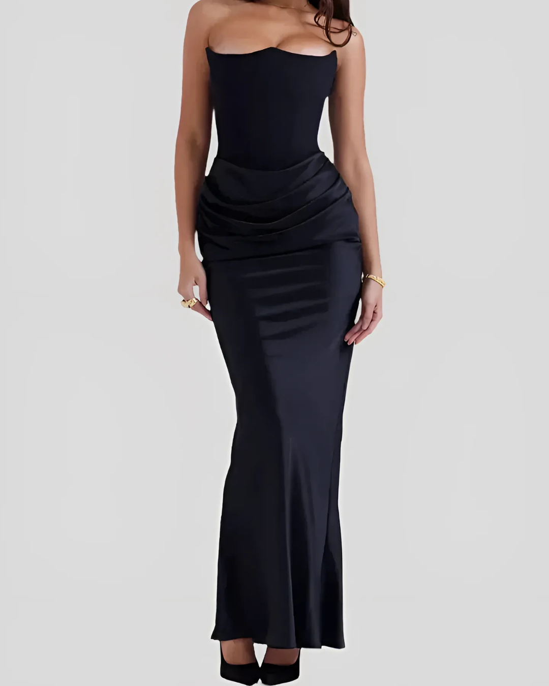 Women's Draped Maxi Dress for Wedding Guests