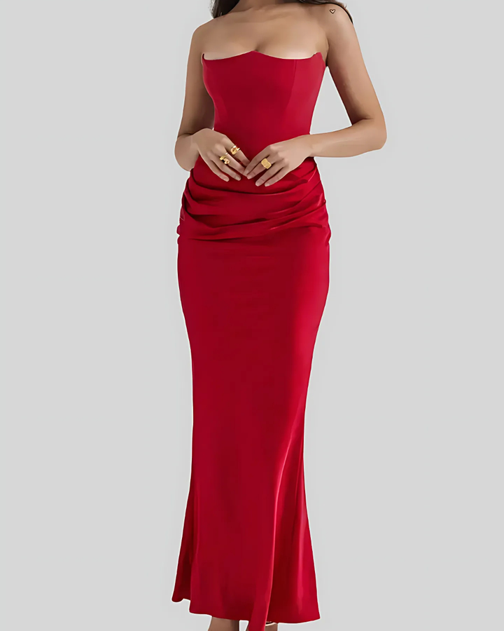 Women's Draped Maxi Dress for Wedding Guests