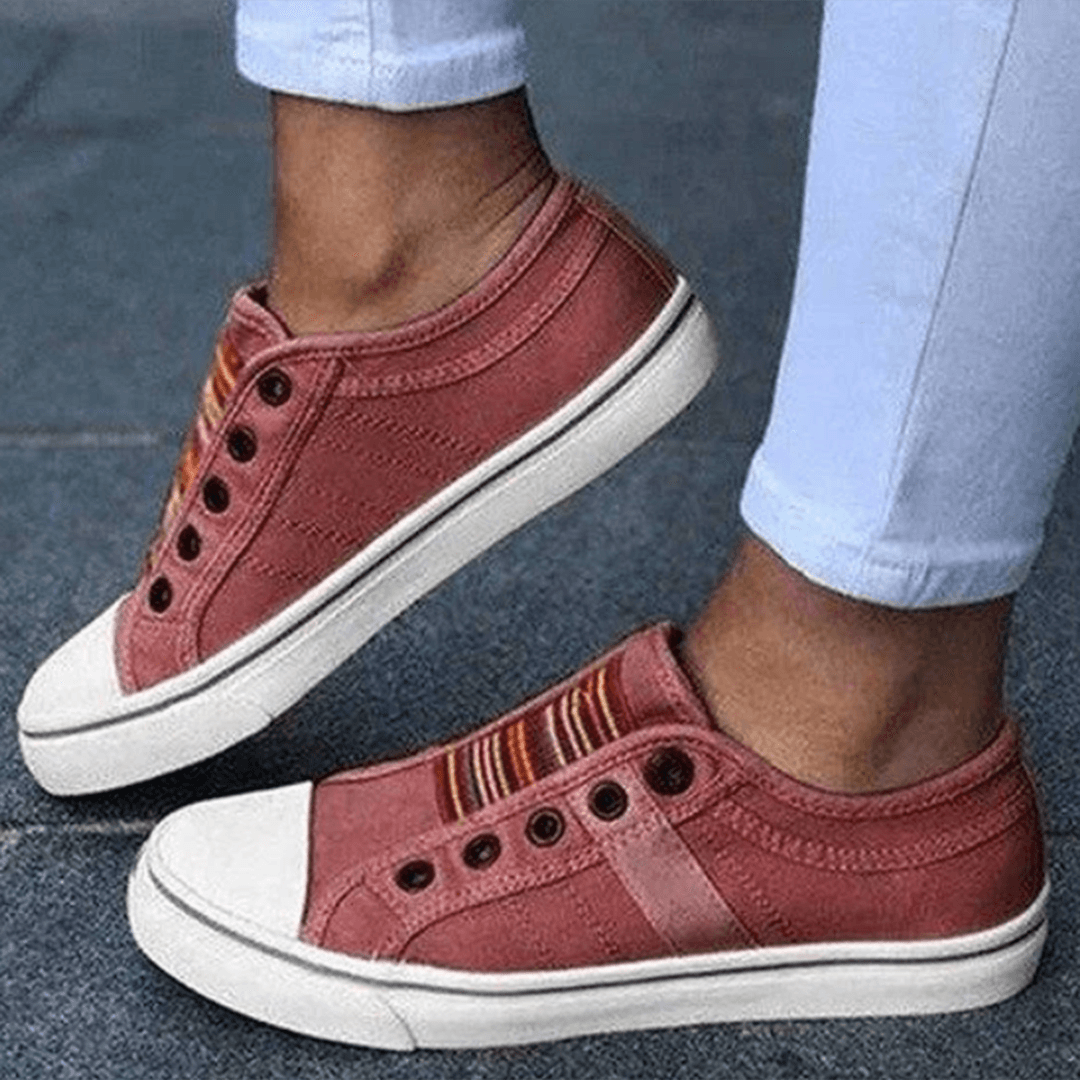 Comfortable women's slip-on trainers designed for easy wear, great as walking shoes for daily errands.