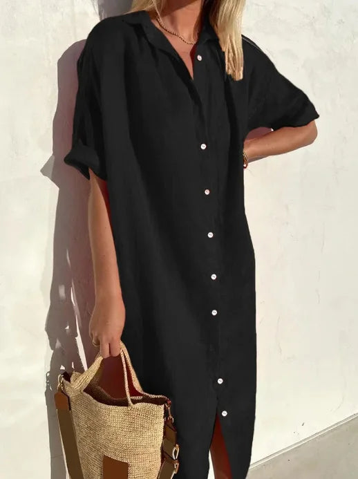 Women's Effortless Chic Shirt Dress, stylish & comfortable, perfect for casual spring/summer fashion.