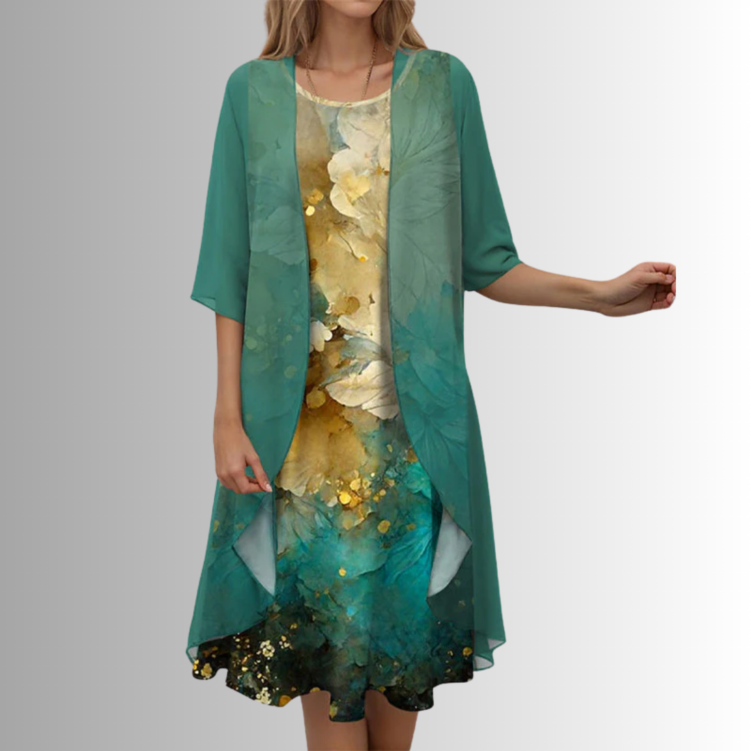 Relaxed fit women's 2-piece summer fashion set. Flowy blouse & elegant dress combo for ultimate comfort.