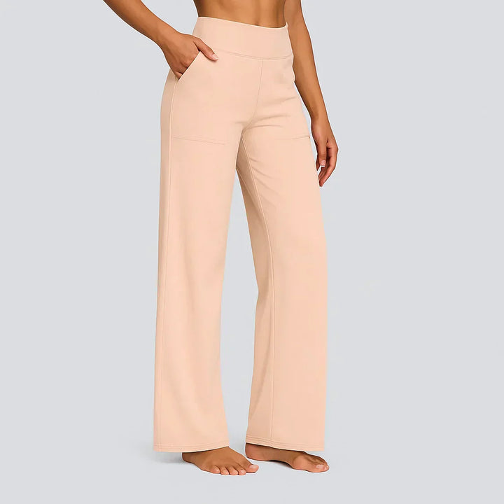 Everyday women's elegant jersey trousers, black, with a high waist and straight leg; comfort meets fashion.
