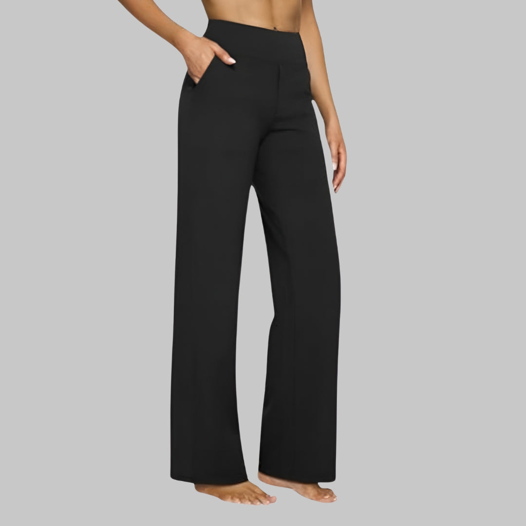 Fashion-forward women's straight leg jersey trousers, designed for ultimate comfort and an elegant look.