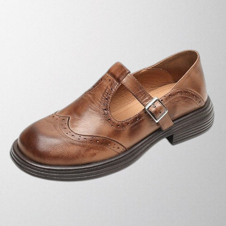 Women's casual yet elegant leather loafers, slip-on comfort with perforated accents, perfect for daily wear