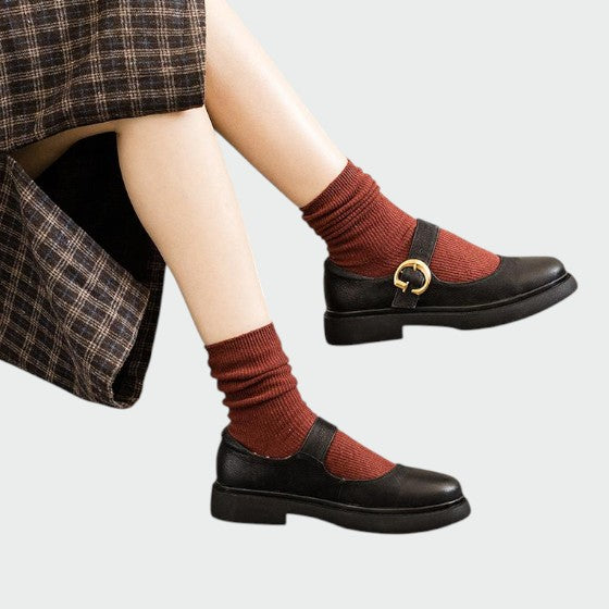 Women's comfortable leather Mary Jane shoes, an elegant classic with an adjustable strap detail.