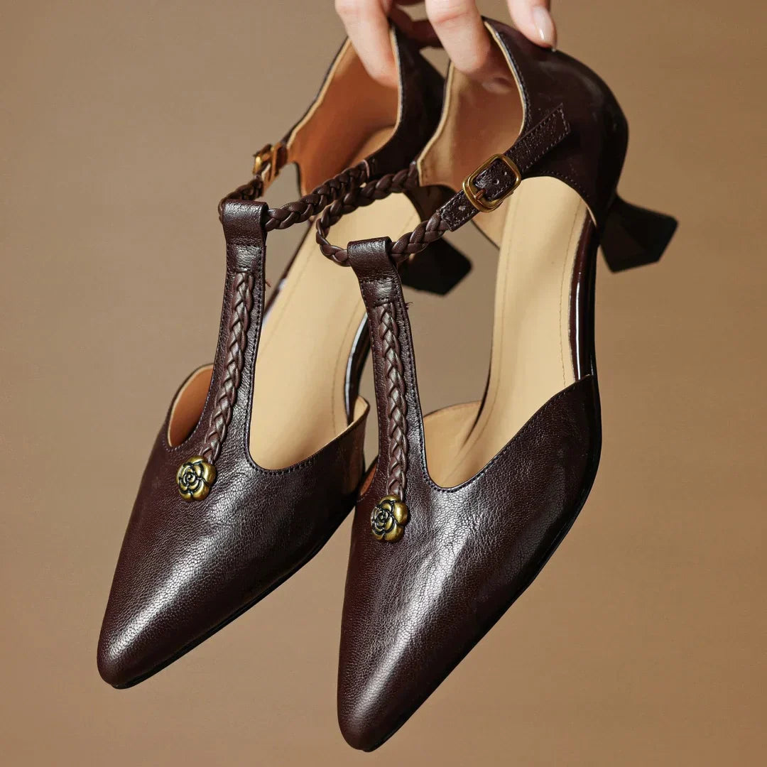 Chic women's leather pointed toe sandals, perfect for summer dresses and elegant occasions
