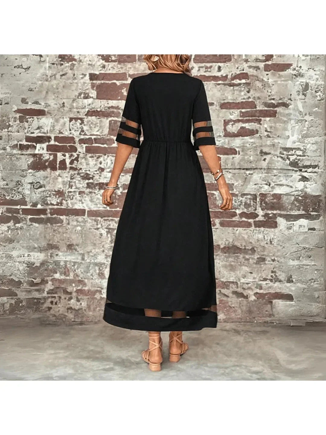 Comfortable women's elegant midi dress featuring empire waist and tummy coverage for a smooth, flattering silhouette.
