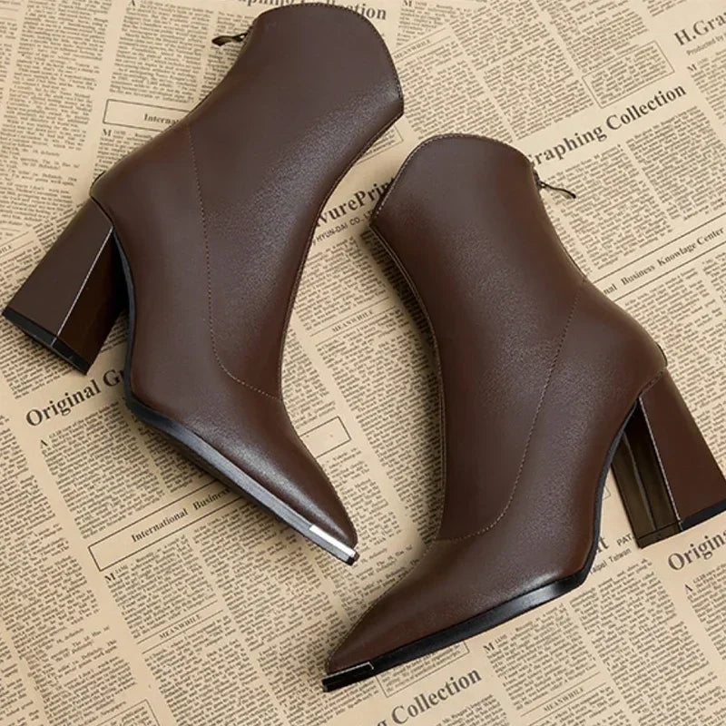 Chic women's spring ankle boots with a pointed toe, an essential elegant footwear.