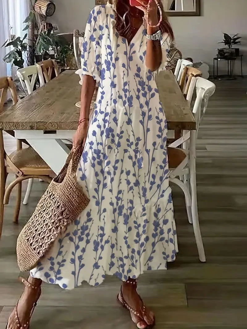 Effortless women's summer boho dress. Comfortable, relaxed fit. Stylish & versatile casual fashion for seasonal wear.