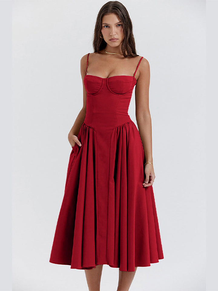 Women's elegant corset midi dress. Timeless, flattering, and perfect for parties & sophisticated events.