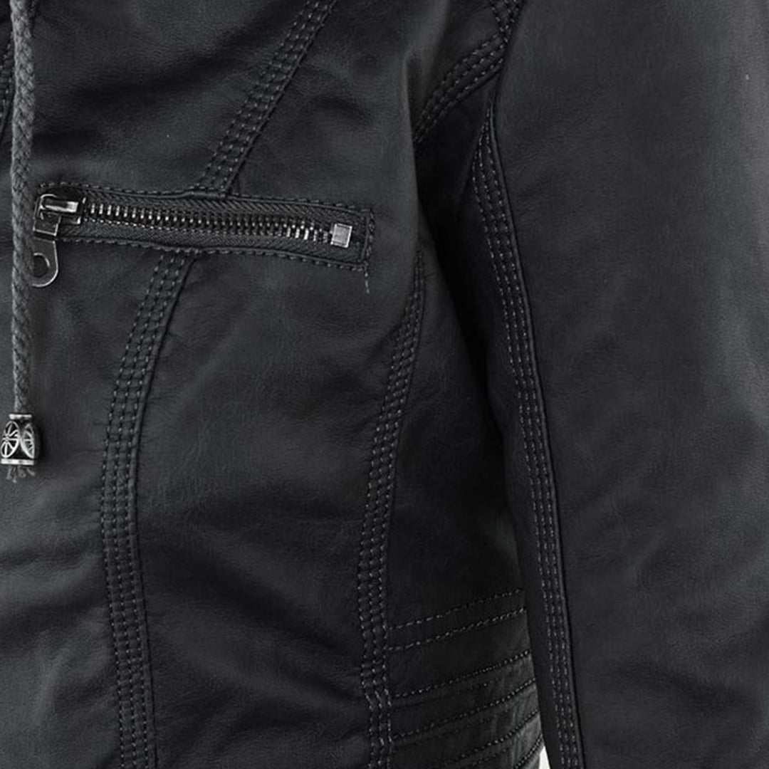 Light brown women's faux leather jacket, a modern take on classic motorcycle style