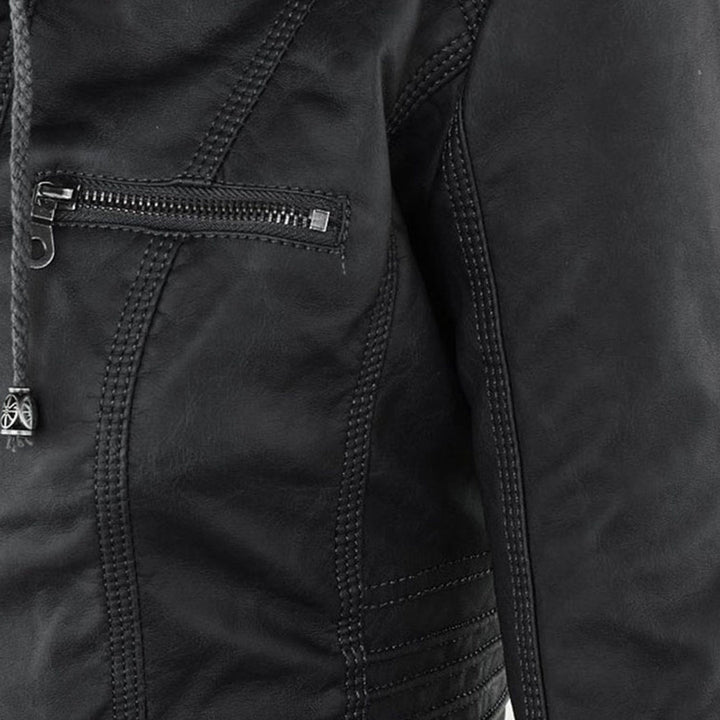 Light brown women's faux leather jacket, a modern take on classic motorcycle style