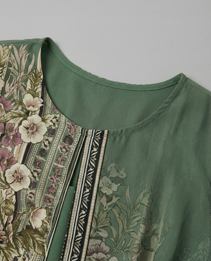 Elegant women's green floral wide-leg jumpsuit, great for wedding guests, formal parties, and special events.