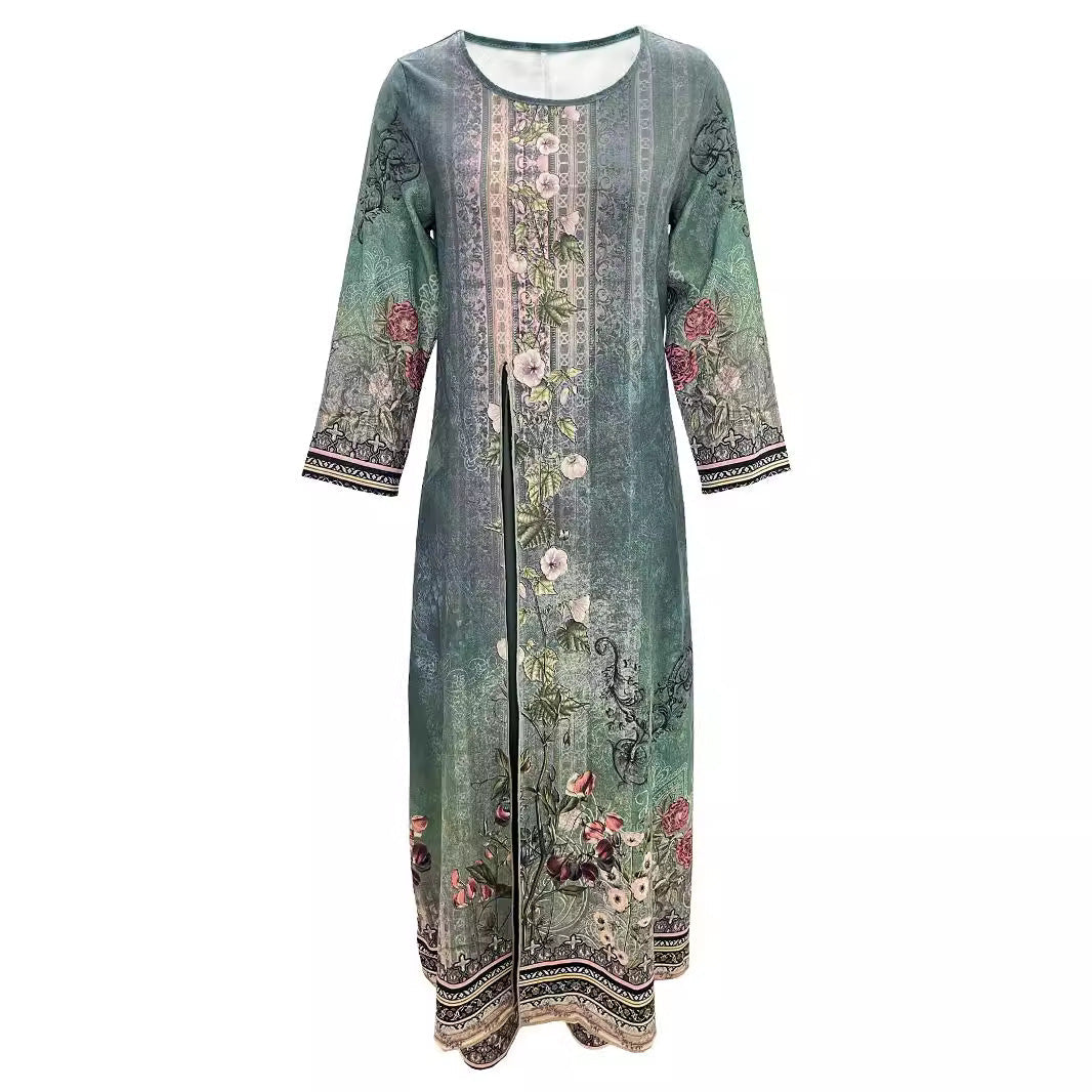 Chic women's green floral wide-leg jumpsuit, offering comfort and style for any elegant party or event.